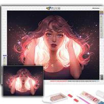 Full 5D Diy Diamond Painting Cartoon Girl Avatar 5D Diamond Painting Full Square 20X30CM pink
