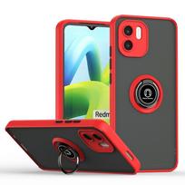 KEYSION Fashion matinis dėklas, skirtas Xiaomi Redmi A1, skaidrus silikonas + PC metalinis žiedinis stovas, atsparus smūgiams telefono galinis dangtelis, skirtas Redmi A1 for Redmi A1 raudona