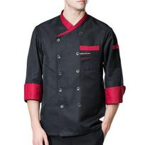 Kitchen Uniform Stand Collar Catering Pocket Chic Diner Restaurant Chef Shirt for L juoda