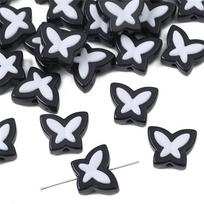 Akriliniai karoliukai Spalvų derinimas Drugelių karoliukai „pasidaryk pats“ karoliukams, apyrankėms, auskarams, papuošalų gamybai 20x16mm 10pcs juoda
