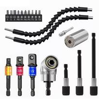 21PCS Flexible Drill Bit Extension Set with 105° Angle Drill Bit Extension & 1/2 3/8 1/4 inch Universal Socket Adapter & Drill Bit Holder įvairiaspalvis