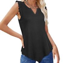 Blusas 2023 Summer Tank Top Fashion Womens Clothes Loose Sexy V-neck Solid Top Women Blouse Solid Sleeveless Camis  25791 XXXL raudona
