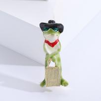 Blucome Cute Alloy Wearing Sunglasses Frog Brooches for Kids Cartoon Animal Casual Office Brooch Pins Jewelry Gift žalia