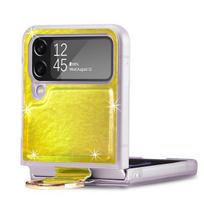 Sulankstomas dizainas Prabangus spalvingas žiedo laikiklio dėklas Samsung Galaxy Z Flip 4 5g Flip4 Flip3 Flip 3 dangtelis Samsung Z Flip4 for Samsung Z Flip 3 geltona
