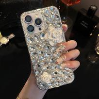 Prabangus Bling Kalnų krištolinis dėklas, skirtas Samsung Galaxy S23 S22 Ultra S21 Plus S20 FE A14 A34 A54 A13 A33 A23 A53 A32 A42 A52 A72 A22 A51 A12 deimantinis dangtelis Samsung S23 balta