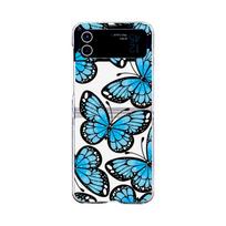 For Samsung Galaxy Z Flip 4 3 Case Blue Butterfly Pattern Painted Transparent Folding Shockproof Clear Pc Hard Cover Accessories For Galaxy Z Flip 3