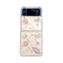 For Samsung Galaxy Z Flip 4 3 Case Transparent Glitter Star Planet Clear Shockproof Back Cover For Samsung Z Flip4 Zflip3 Case For Samsung Z Flip 3