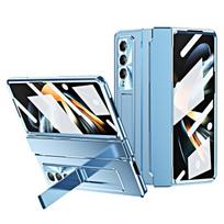 Ultra Thin 360 Full Hinge Capa For Samsung Galaxy Z Fold 4 Case Tempered Film Cover For Z Fold4 5g For Z Fold 4 mėlyna