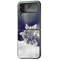 Dėklo dangtelis, skirtas Samsung Galaxy Zflip Z Flip 4 Zflip3 Z Flip 3 5g Zflip4 Flip3 Flip4 Beautiful Snowflake Art juodi prabangūs dėklai Samsung Z Flip 5G