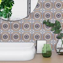 10pcs Mandala Style wall sticker Kitchen Backsplash Oil-proof Bathroom Waterproof Home Decor Wall Decals Peel Stick 30*30CM*10PCS gray