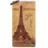 Eifelio bokštas Populiarūs miesto ženklai Senoviniai plakatai Retro plakatai Londono/Paryžiaus metaliniai skardos iškabos Sienų dekoras Barui Garažas Pub Kavinė 15x30cm beige