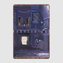 Courtyard Pigeons Metal Plaque Poster Wall Cave Club Bar Custom Plaques Tin Sign Poster 20x30cm blue