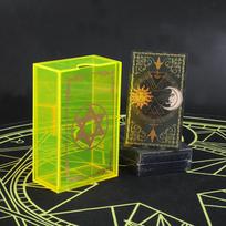 Hexagram citrinos geltonos akrilo dėžutės auksinės folijos taro rinkinys kortų stalo žaidimas Kortų žaidimas partijos kelių žaidėjų žaidimas