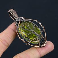 Tree Of Life Citrine Labradorite Gemstone Copper Wire Wrap Pendant Jewelry Gift For Love 2.95 Inches žalia