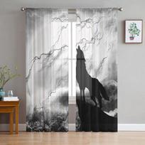Juodasis vilkas Naktinis žaibas Laukiniai gyvūnai Permatomos užuolaidos, skirtos svetainei miegamojo apdailai, langui, rytinei tiulio užuolaidai 1 PCS W100XH250cm