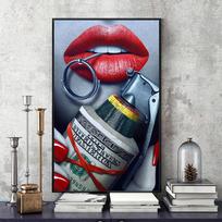 Karštas Seksualios Merginos Plakatas Raudonos Lūpos Doleris Fejerverkai Pavojingi Pinigai Menas Tapyba Plakatų Spaudiniai Dekoratyviniai Tapyba Sienų Meno Drobė 21*30cm