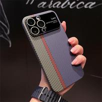 Prabangus didelės kameros stiklo kameros apsaugos anglies pluošto dėklas, skirtas iPhone 11 12 13 14 Pro Max matiniam kompiuteriui, kietam smūgiams atsparus dangtelis For iPhone 14