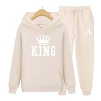 King Printing Vyriški moteriški gobtuvai Sportiniai kostiumai Jogger kelnės stori šilti drabužiai Vyriški gobtuvai + kelnės dviejų dalių rinkinys S