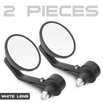 Universal 7/8 ; Round Bar End Rear Mirrors Moto Motorcycle Motorbike Scooters Rearview Mirror Side View Mirrors FOR Cafe 2 Pieces White lens