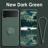 Prabangus raištelių riešo dirželio laikiklio dėklas, skirtas Samsung Galaxy Z Flip 3 4 Flip Zflip 4 3 Flip4 žiedo laikiklis Magnetinis grynos spalvos dangtelis Z flip 4 žalia