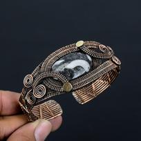 Zebra Jasper brangakmenis gryno vario viela apvyniotas rankų darbo rankogaliais / apyrankėmis papuošalai Adjustable juoda