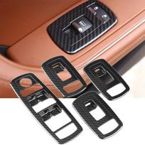 4vnt anglies pluošto stiliaus automobilio lango jungiklio skydelio pakėlimo mygtuko rėmo dangtelio apdaila, skirta Maserati Levante 2017-2018 automobiliui brown