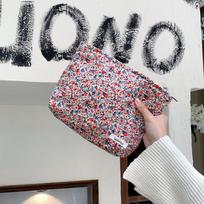Moterų kosmetinė Makiažo krepšys Laikymo maišelis Retro gėlių rašto Moteriška maža delninė Kelioninė tualetinių reikmenų kosmetikos organizatoriaus krepšys 25*18*5cm gray