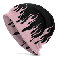 Goth 1980s Subculture Rock Skullies Beanies Caps Pink Flames Knitting Hat Winter Warm Bonnet Hats Unisex Women's Hip Hop Ski Cap One Size gray