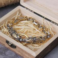 Niekada neišbluks Rokas Viking Wolf Charm Apyrankė Vyriška nerūdijančio plieno tinklelis Grandinė Wolf Punk Apyrankės Biker Papuošalai be dėžutės 19cm auksas