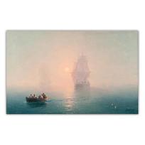 Ivano Aivazovskio „Mūšio laivo“ meno kūriniai, Aliejinės tapybos plakatai ir spaudiniai, Sienų menas, Svetainės namai 70cm×120cm NoFrame