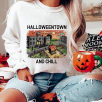 Colored Halloweentown and Chill Sweatshirt Spooky Women Long Sleeve Jumper Halloween Pullovers S balta