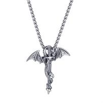 OPK Male Fashion Pterosaur and Sword Men's Titanium Steel Necklace sidabras