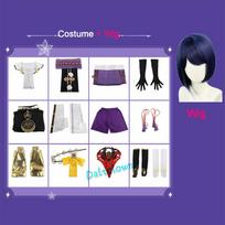 Game   Kujo Sara Cosplay Costume Mask Dress Wig Shoes Full Set Inazuma Halloween Party Role Play Outfit Women S-(Costume+Wig)