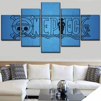 5 Pieces Modern Anime One Piece HD Print On Canvas Printed Living Room Wall Art Home Room Decoration Painting No Frame 20x35cm*2  20x45cm*2  20x55cm*1 blue