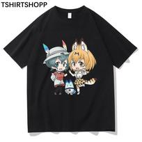 Anime Kemono Friends Serval ir Kaban marškinėliai Animaciniai filmukai Unisex/moteriški megztiniai Vintažiniai vasaros marškinėliai Unisex marškinėliai Unisexga medvilniniai viršutiniai marškinėliai 3XL white