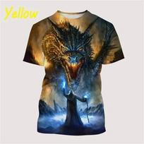 Drakonas 3D spausdinimas Vyriški marškinėliai Gatvės hip-hopas Juokingi mada Šaunūs laisvalaikio mados tendencijos Asmenybės Madingi unisex marškinėliai. XXXL black