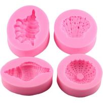 4 vnt./rinkinys Silikoninis kriauklės formos keksiukų, saldainių, fondanto, cukraus meno formų rinkinys, tortų dekoravimo įrankių rinkinys 4 Pcs pink