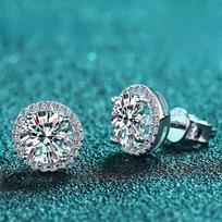 Moissanite auskarai moterims, S925 sterlingas sidabras, baltas auksas dengtas deimantinis auskaras su ausinėmis, vestuviniai puikūs papuošalai 1CT and 1CT gray