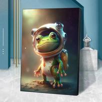 Animacinis astronautas gyvūnas plakatai spaudiniai vaikų miegamajam namų dekoras juokingas kosmoso panda papūga žirafa drobės paveikslas sienos menas be rėmo 21*30cm black