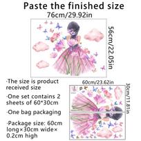 Girl Butterfly Flower Clouds Self-Adhesive Wall Stickers for Room Decoration Bedroom Decals white