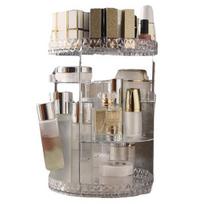 Makeup Organizer 360, besisukantis su 8 reguliuojamais sluoksniais, didelės talpos darbalaukio kosmetikos laikymo lentyna A gray