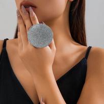 Perdėtas didelis metalinis apvalios formos žiedas moterims, merginoms Hip-hop Simple Statement Finger Ring Vakarėlio papuošalų aksesuarai black