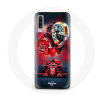 Coque pour Samsung Galaxy A50 Formule 1 Sebastian Vettel Pilote F1 Rouge