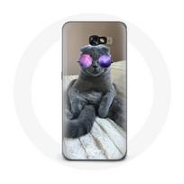 Coque pour Samsung Galaxy A5 Chat avec Lunettes de vue violettes