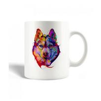 Mug en Céramique Tête De Loup Abstraite Portrait Loup Sourire Loup Furieux De Peintures