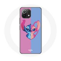 Coque pour Xiaomi Mi 11 Lite Stitch et angel bleu rose rožinė
