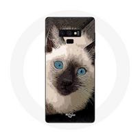 Coque pour Samsung Galaxy Note 9 Chat Siamois Noir et blanc aux Yeux Bleus
