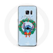 Coque pour Samsung Galaxy S6 Edge Stitch neige joyeux Noël bleu