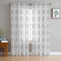 Halloween Web Tile White Background Bedroom Transparent Sheer Curtains Holiday Decoration Window Voile Tulle Curtain 135W x 114H(cm)