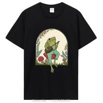 Mieliniai Cottagecore marškinėliai Estetiški varlė grojanti bandža ant grybo T marškinėliai Unisex Medvilniniai Grafiniai T marškinėliai Unisex Drabužiai Per dideli L